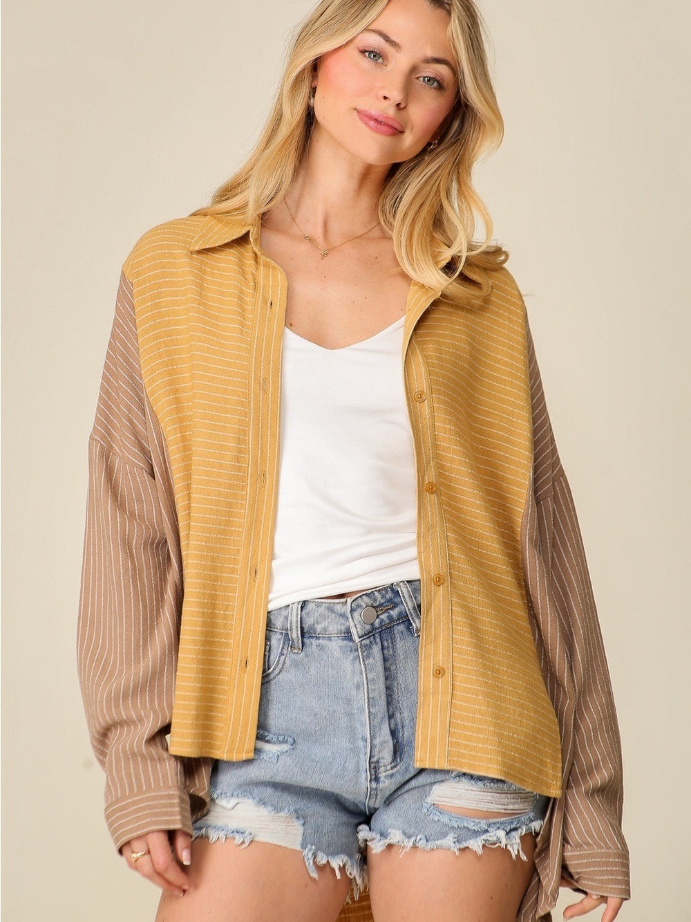 Lumiere Striped Colour Block High-Low Small Oversizes NWT